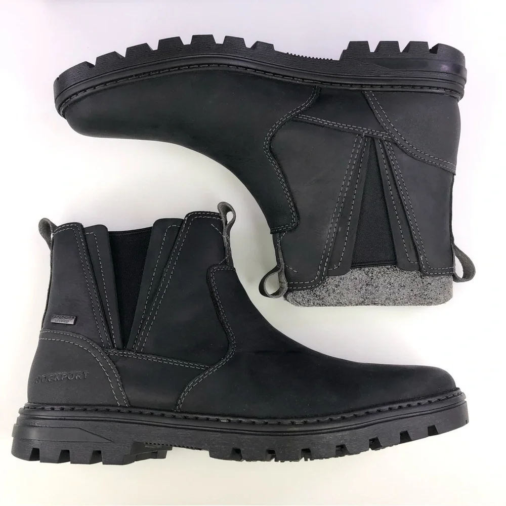 Rockport Weather or Not Chelsea Waterproof Black Leather Men's Boots Size 9M